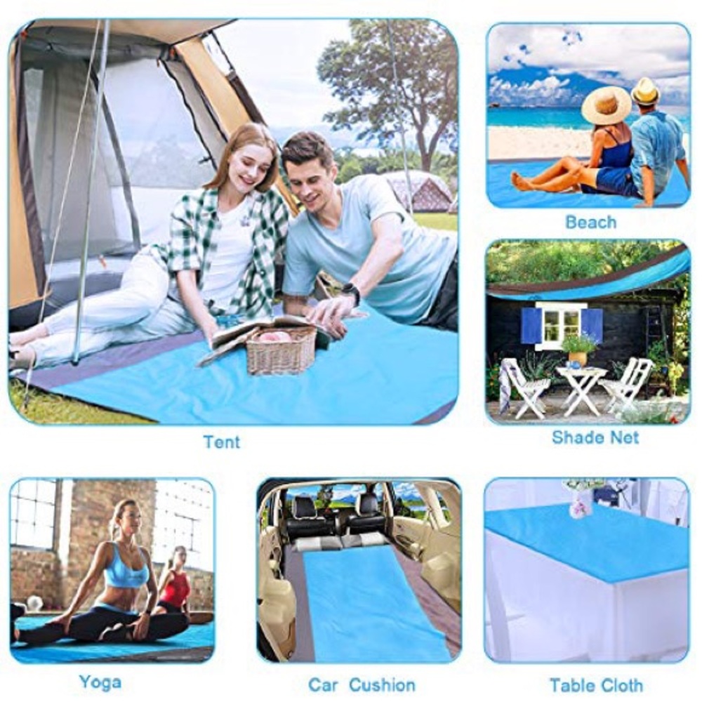 Beautiful outdoor long blue Beach and camping Blanket